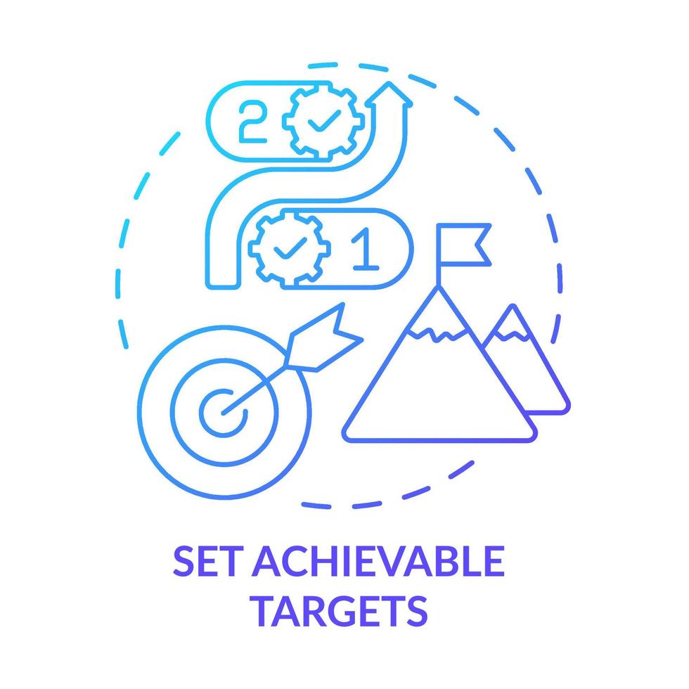 Set achievable targets blue gradient concept icon. Employee engagement abstract idea thin line illustration. Smart goal-setting strategy. Isolated outline drawing. vector