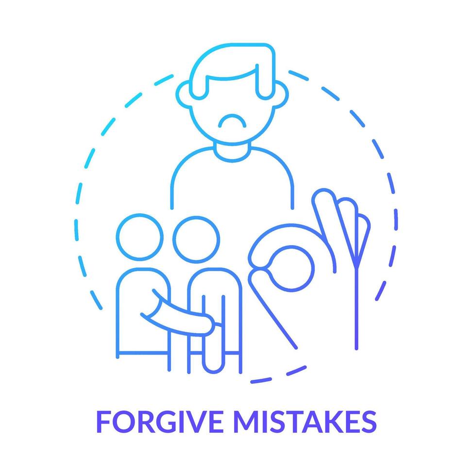 Forgive mistakes blue gradient concept icon. Employee engagement abstract idea thin line illustration. Apologizing sincerely to coworkers. Isolated outline drawing. vector