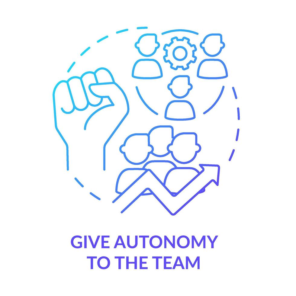 Give autonomy to team blue gradient concept icon. Organizational commitment abstract idea thin line illustration. Team building activities. Isolated outline drawing. vector