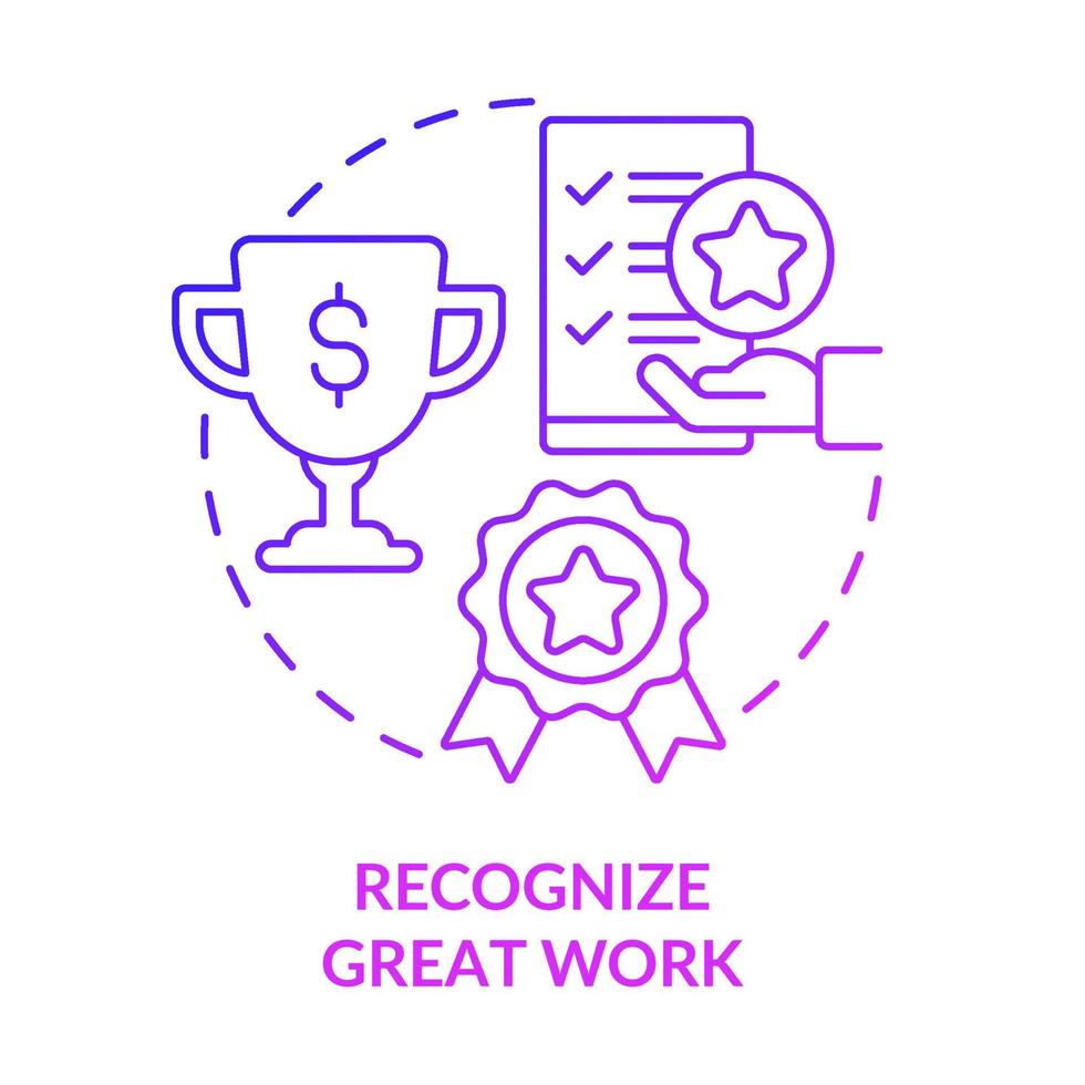 reconozca el icono de concepto de gradiente púrpura de gran trabajo. motivación de los empleados idea abstracta ilustración de línea delgada. honrar a los trabajadores con incentivos en efectivo. dibujo de contorno aislado. vector