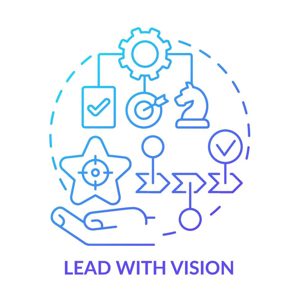 Lead with vision blue gradient concept icon. Improving employee motivation abstract idea thin line illustration. Career goals. Future aspirations. Isolated outline drawing. vector
