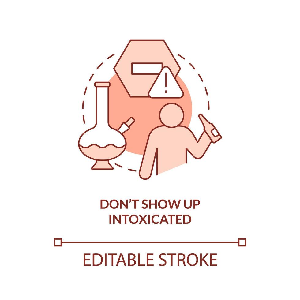 Dont show up intoxicated terracotta concept icon. Substance abuse restriction abstract idea thin line illustration. Isolated outline drawing. Editable stroke. vector