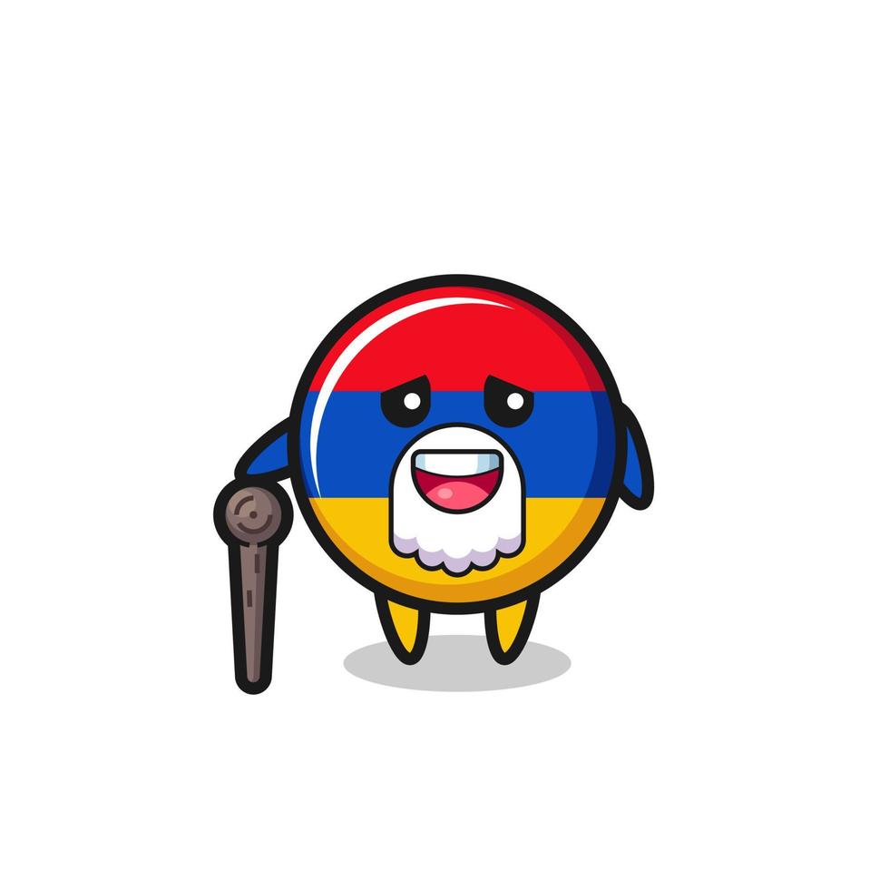 cute armenia flag grandpa is holding a stick vector