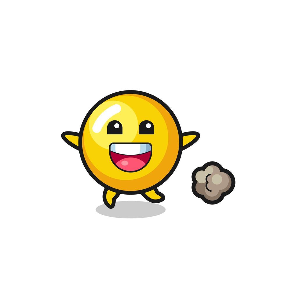 the happy egg yolk cartoon with running pose vector