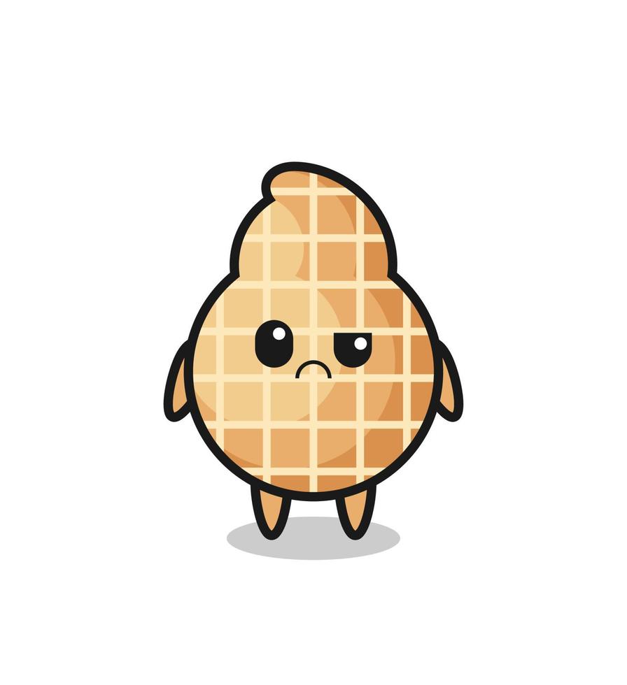 the mascot of the peanut with sceptical face vector