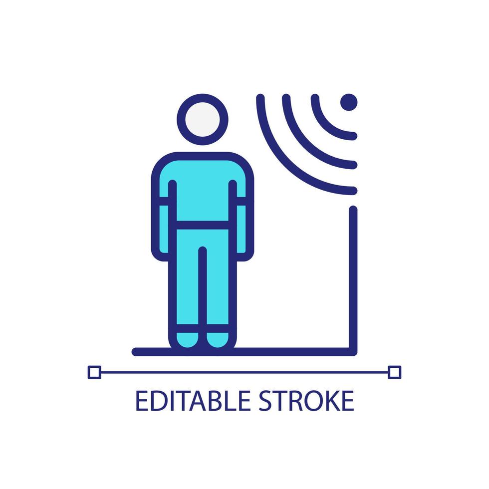 Proximity sensors pixel perfect RGB color icon. Remote regulation for entry access. Internet of Things. Isolated vector illustration. Simple filled line drawing. Editable stroke. Arial font used