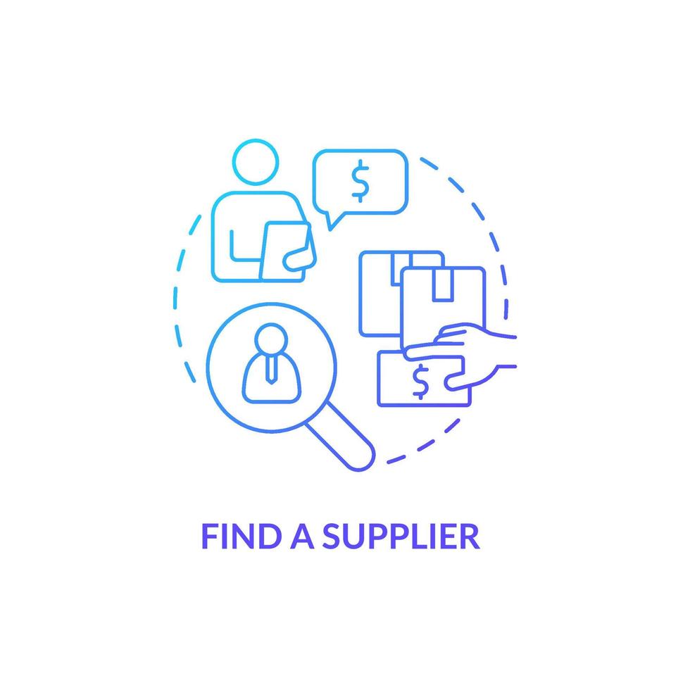 Find supplier blue gradient concept icon. Manufacturer, distributor. How to start export business abstract idea thin line illustration. Isolated outline drawing. vector
