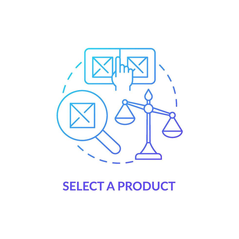 Select product blue gradient concept icon. Choose goods for trade. How to start export business abstract idea thin line illustration. Isolated outline drawing. vector