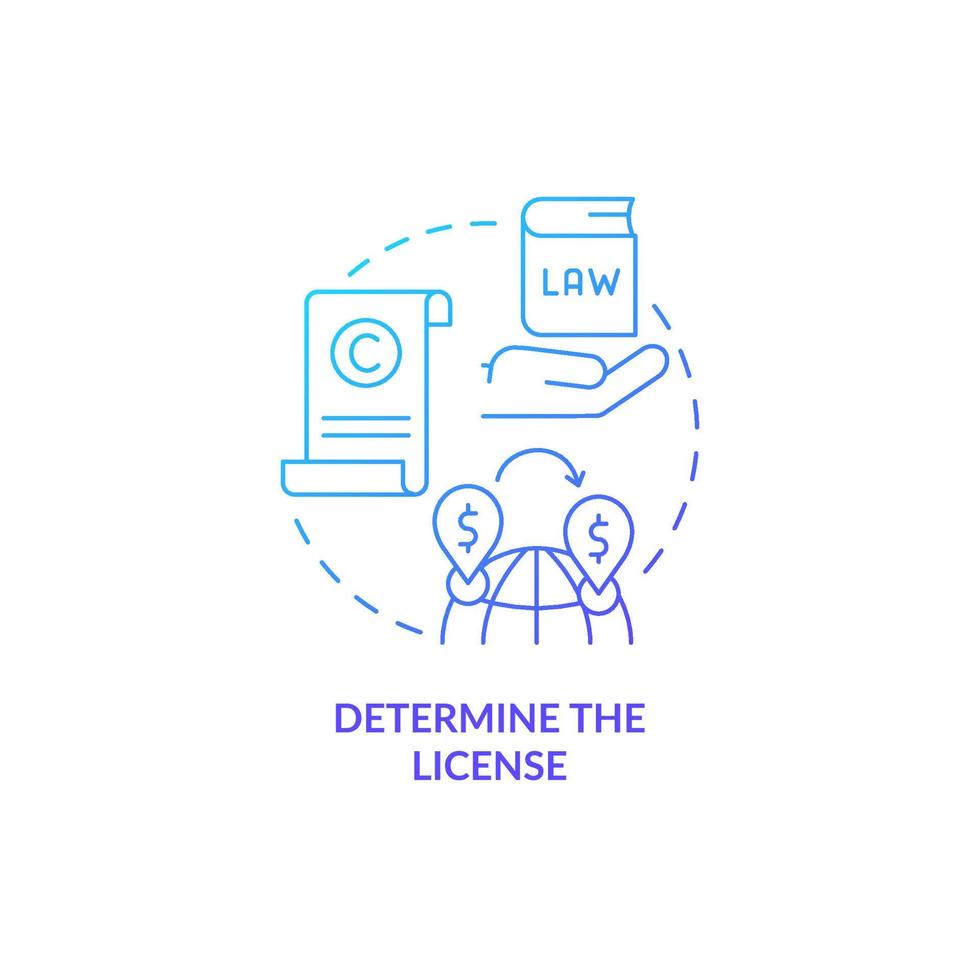 Determine license blue gradient concept icon. International trading. How to start export business abstract idea thin line illustration. Isolated outline drawing. vector