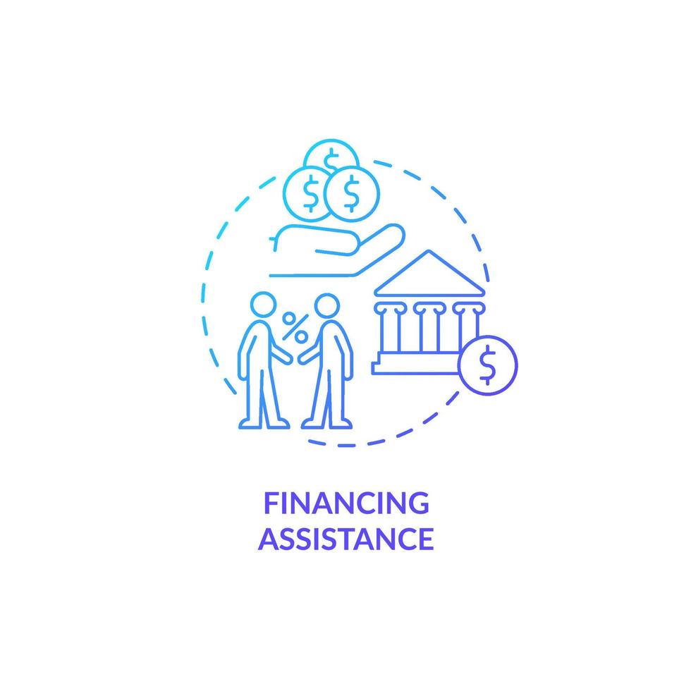 Financing assistance blue gradient concept icon. Governmental grant. Export business advantages abstract idea thin line illustration. Isolated outline drawing. vector