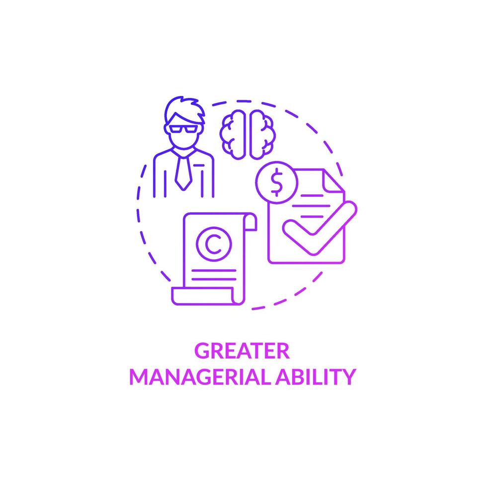 Greater managerial ability purple gradient concept icon. Competence and skills. Export business struggles abstract idea thin line illustration. Isolated outline drawing. vector