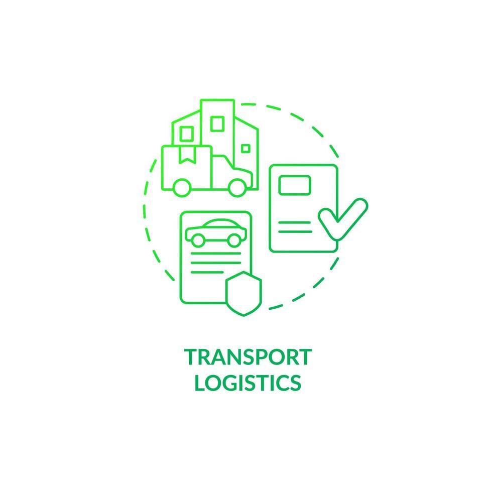 Transport logistics green gradient concept icon. Shipping and delivery. Export business tips abstract idea thin line illustration. Isolated outline drawing. vector