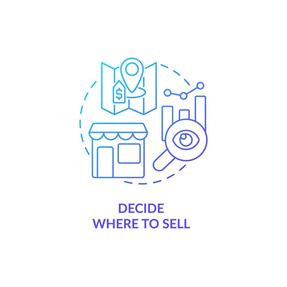 Decide where to sell blue gradient concept icon. Market location and place. Export business tips abstract idea thin line illustration. Isolated outline drawing. vector