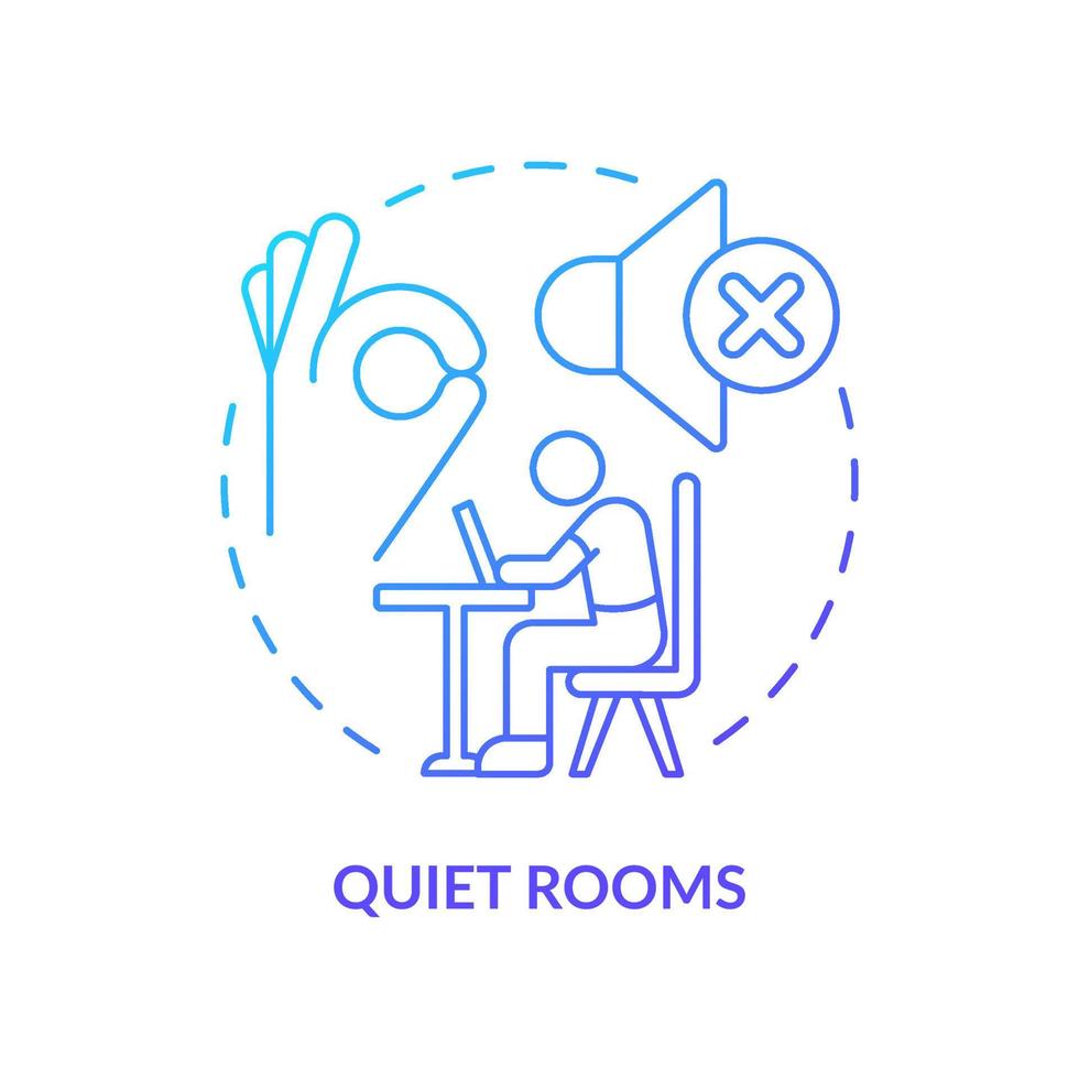 Quiet rooms blue gradient concept icon. Reducing stress and noise abstract idea thin line illustration. Comfortable and private space. Isolated outline drawing. vector