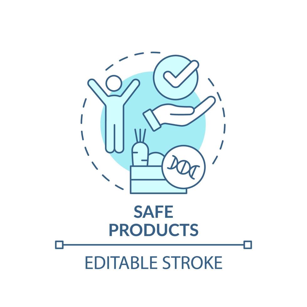 Safe products turquoise concept icon. Genetically modified food. Advantages of gmo abstract idea thin line illustration. Isolated outline drawing. Editable stroke. vector