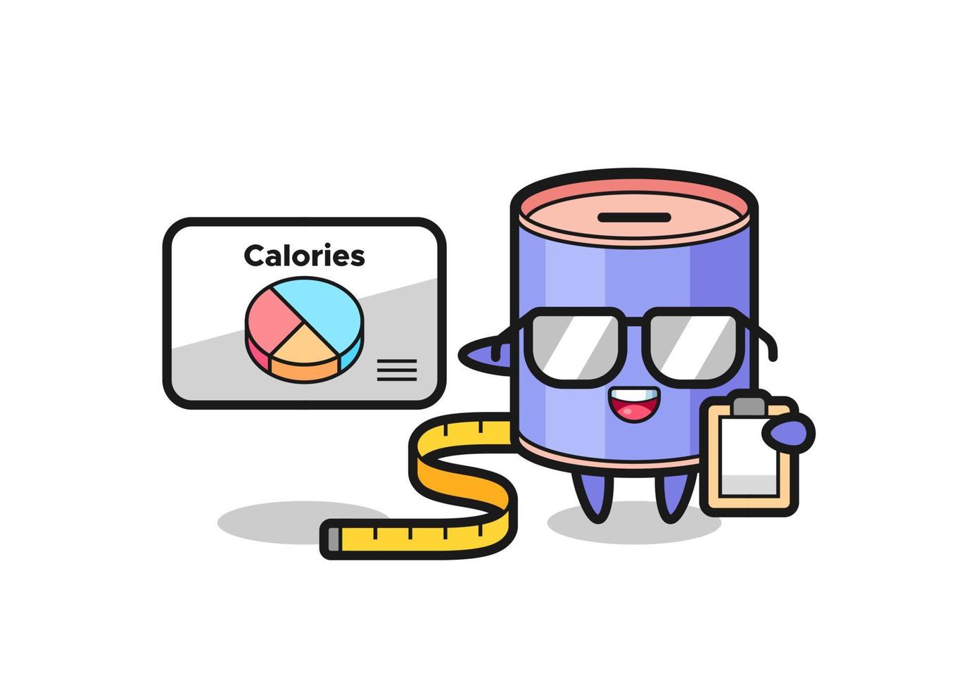 Illustration of cylinder piggy bank mascot as a dietitian vector