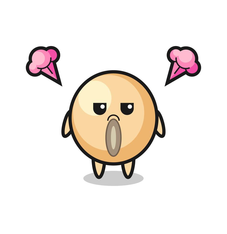 annoyed expression of the cute soy bean cartoon character vector