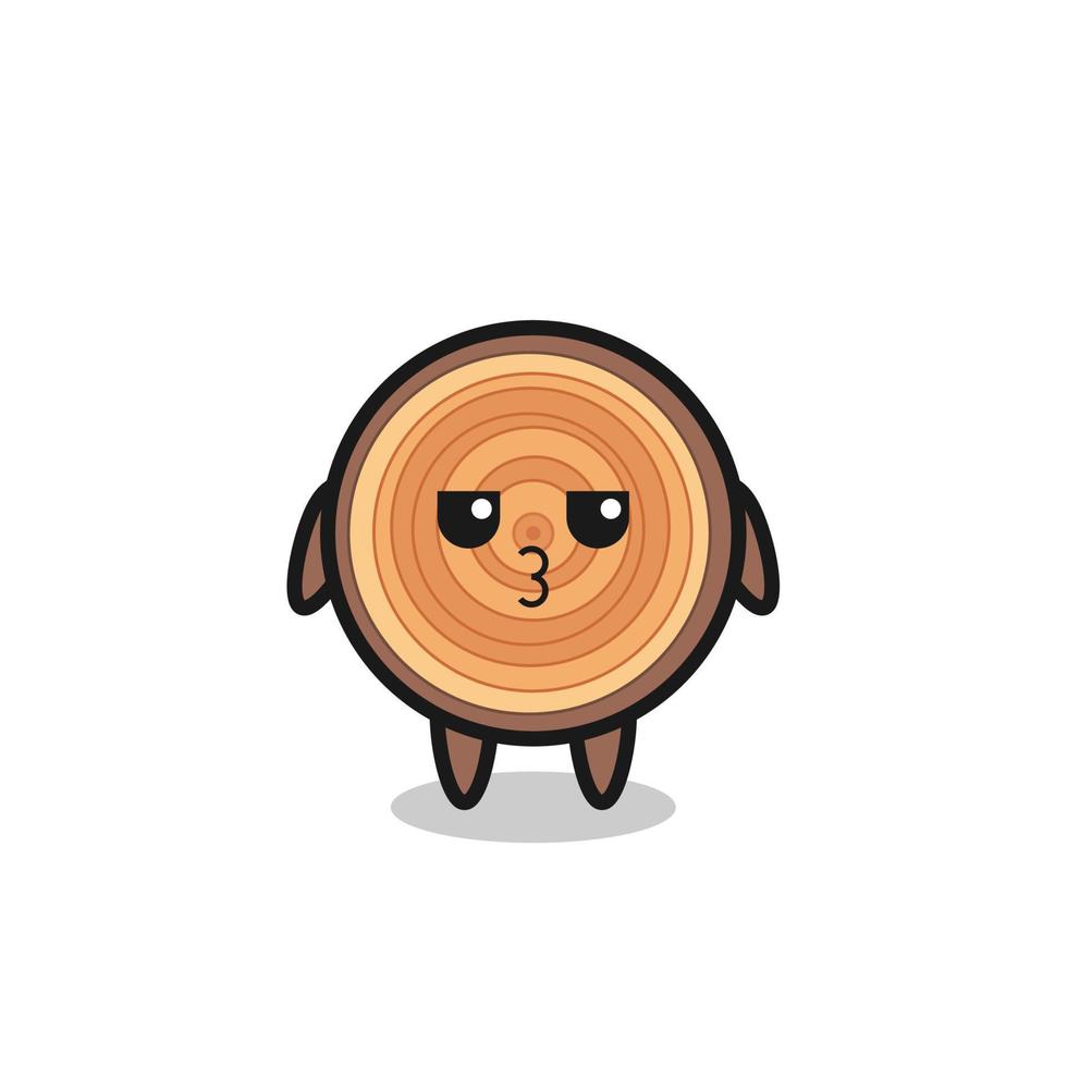the bored expression of cute wood grain characters vector