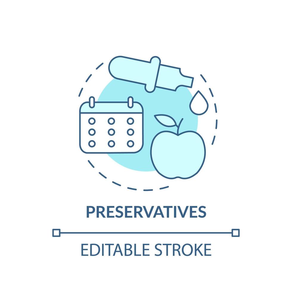 Preservatives turquoise concept icon. Prolong shelf life of product. Food additives abstract idea thin line illustration. Isolated outline drawing. Editable stroke. vector