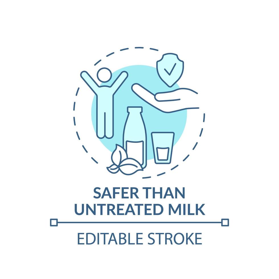 Safer than untreated milk turquoise concept icon. Advantages of UHT milk abstract idea thin line illustration. Isolated outline drawing. Editable stroke. vector
