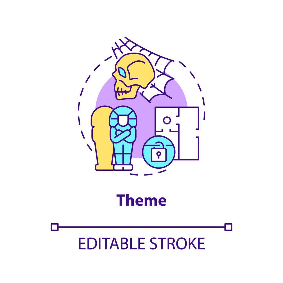 Theme concept icon. Escape room component abstract idea thin line illustration. Themed environments. Fantasy-based topic. Isolated outline drawing. Editable stroke. vector