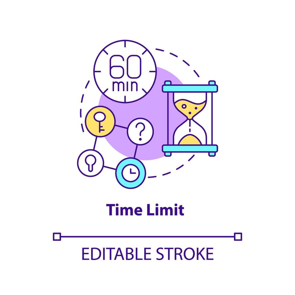 Time limit concept icon. Escape room characteristic abstract idea thin line illustration. Game time constraint. Isolated outline drawing. Editable stroke. vector