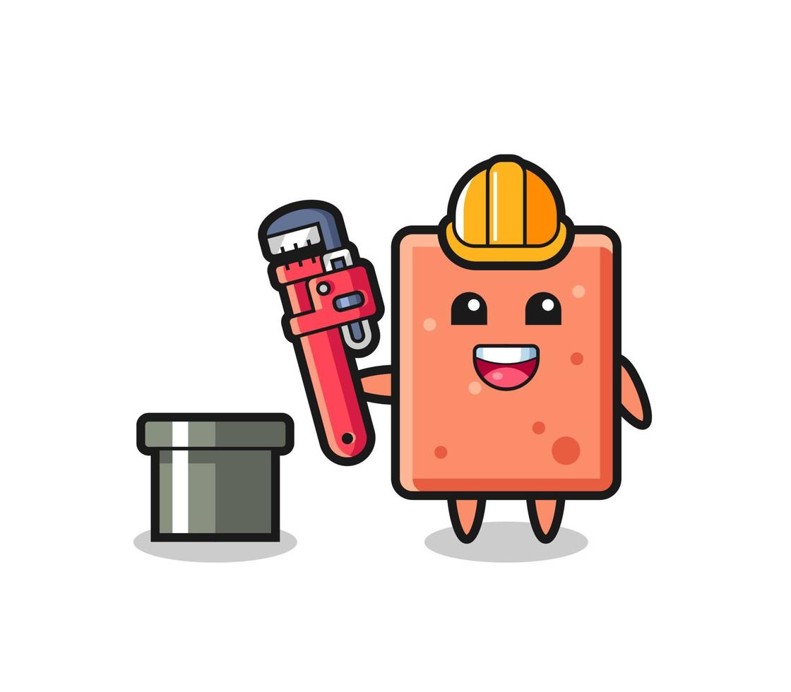 Character Illustration of brick as a plumber vector