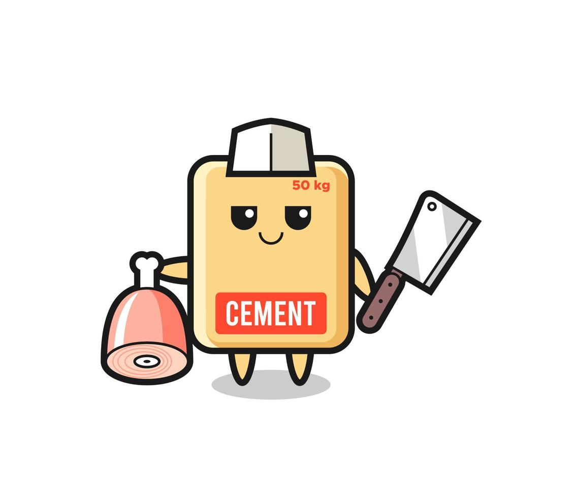 Illustration of cement sack character as a butcher vector