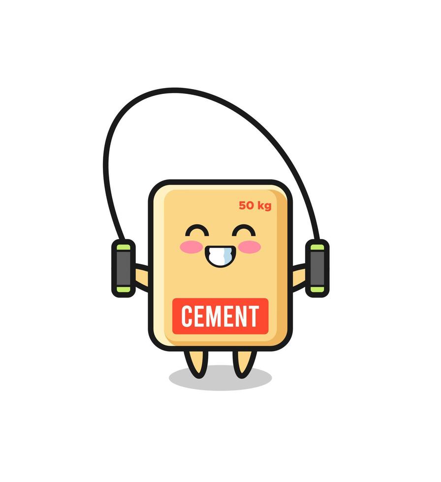 cement sack character cartoon with skipping rope vector