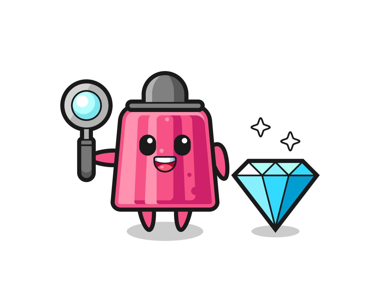 ilustración del personaje de gelatina con un diamante vector