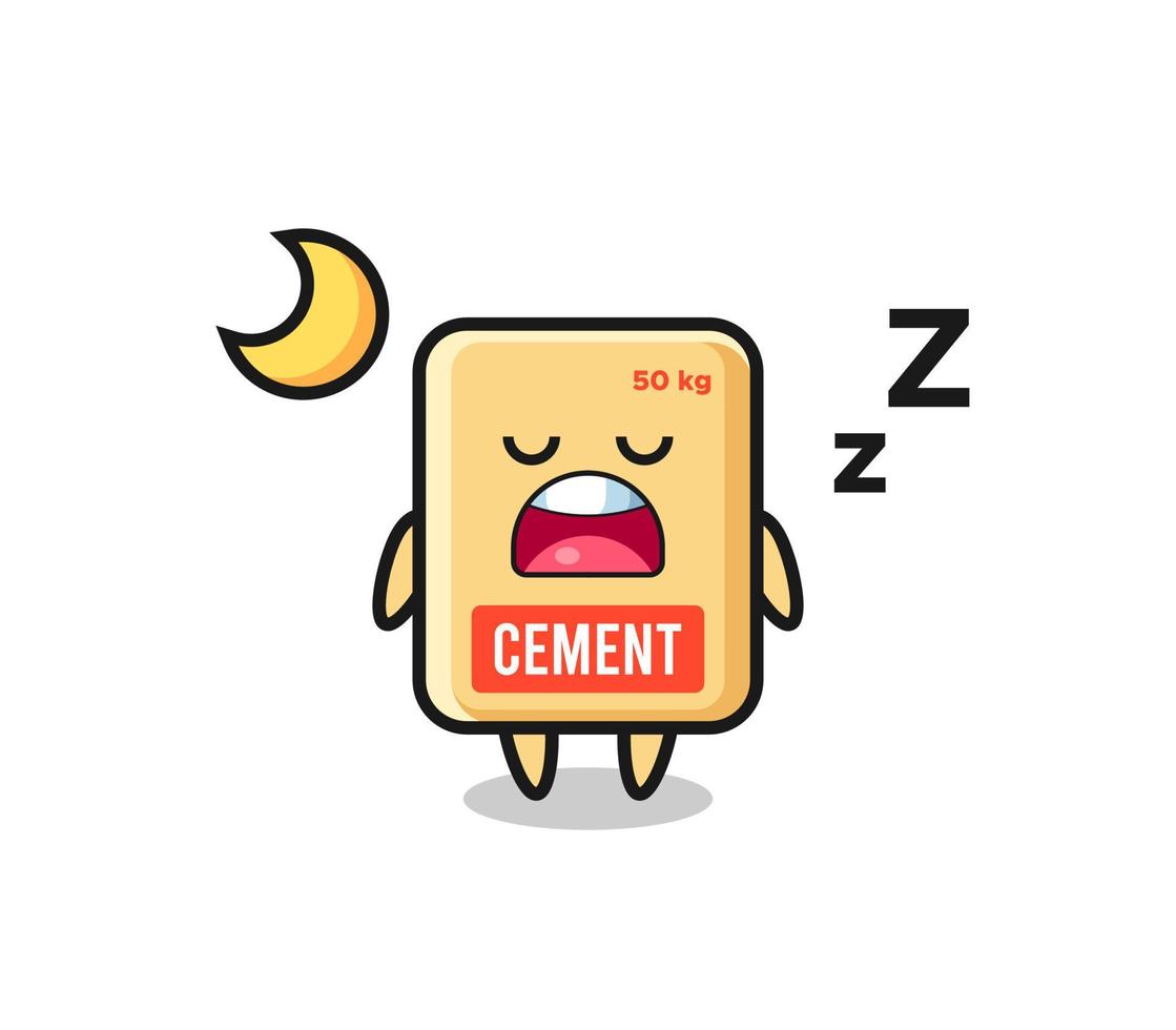 ilustración de personaje de saco de cemento durmiendo en la noche vector
