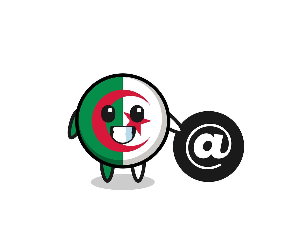 caricatura, ilustración, de, argelia, bandera, posición, al lado de, el, símbolo vector