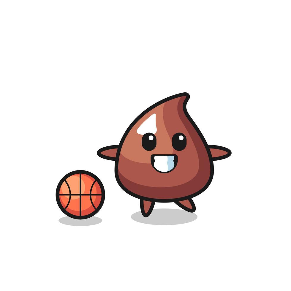 Illustration of choco chip cartoon is playing basketball vector