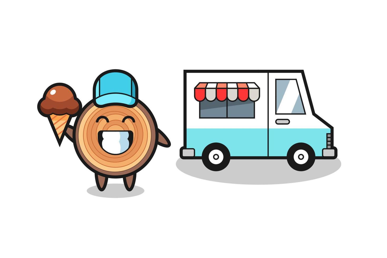 Mascot cartoon of wood grain with ice cream truck vector