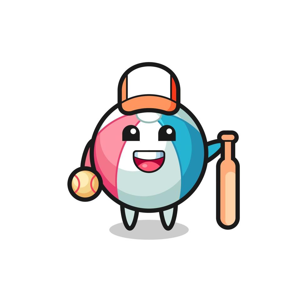 Cartoon character of beach ball as a baseball player vector