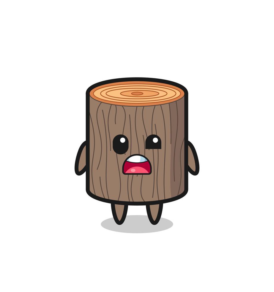 the shocked face of the cute tree stump mascot vector