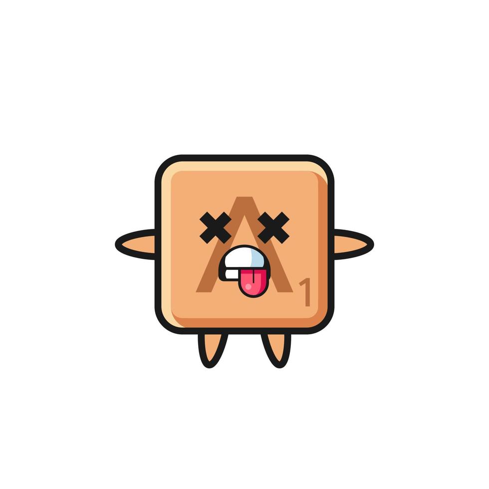 character of the cute scrabble with dead pose vector
