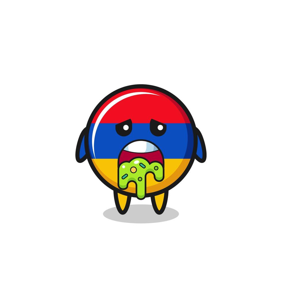 the cute armenia flag character with puke vector