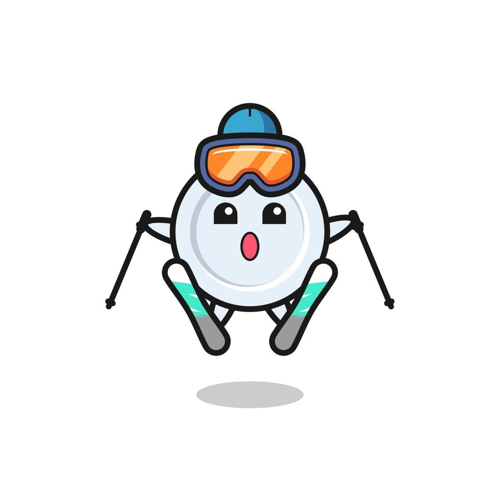 personaje de la mascota de la placa como jugador de esquí vector