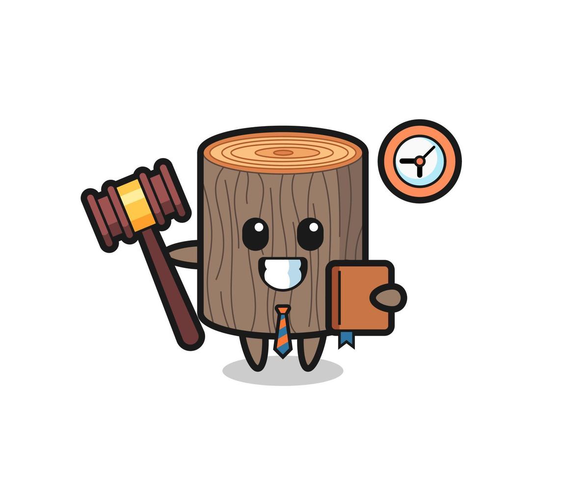 Mascot cartoon of tree stump as a judge vector