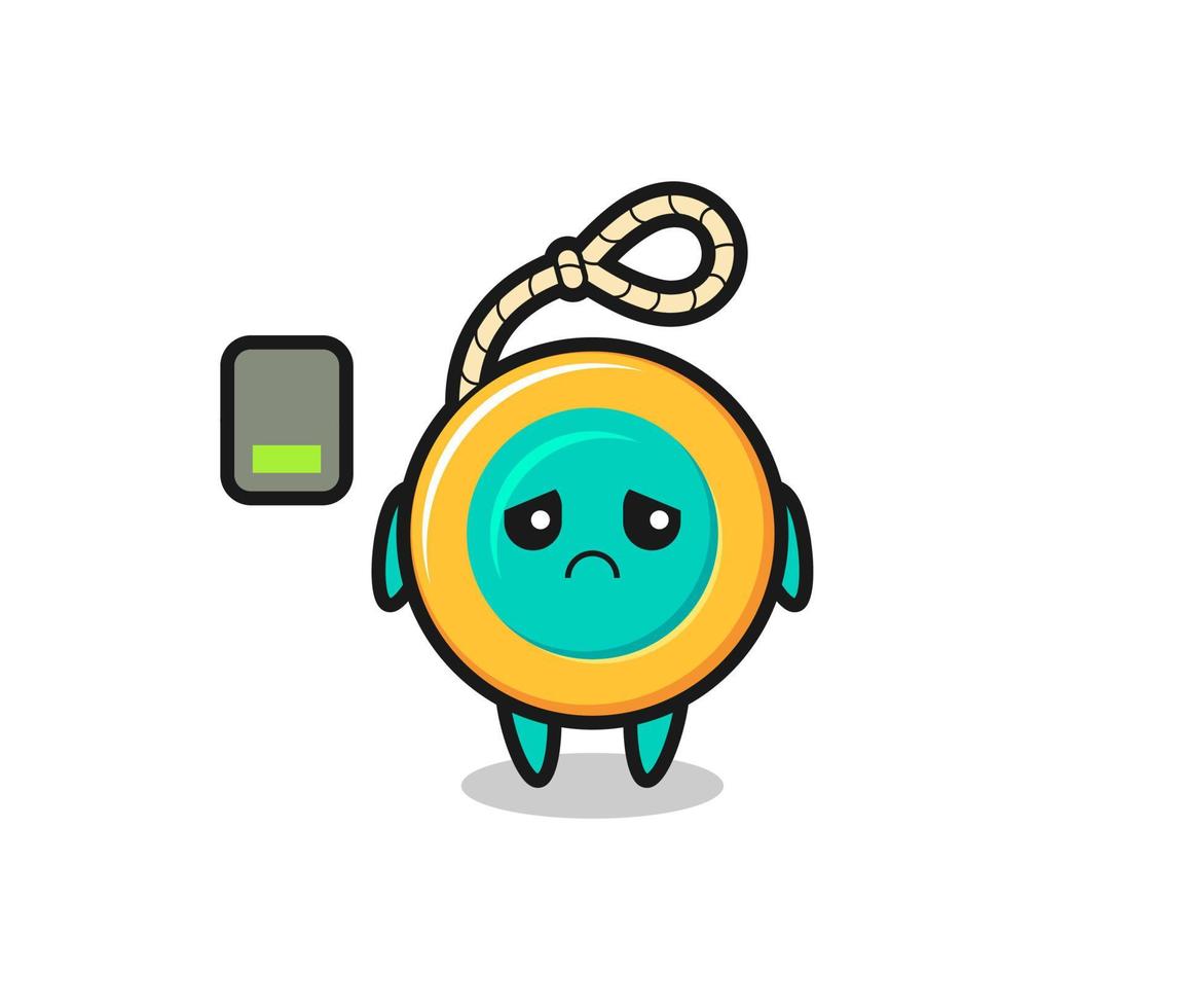 yoyo mascot character doing a tired gesture vector