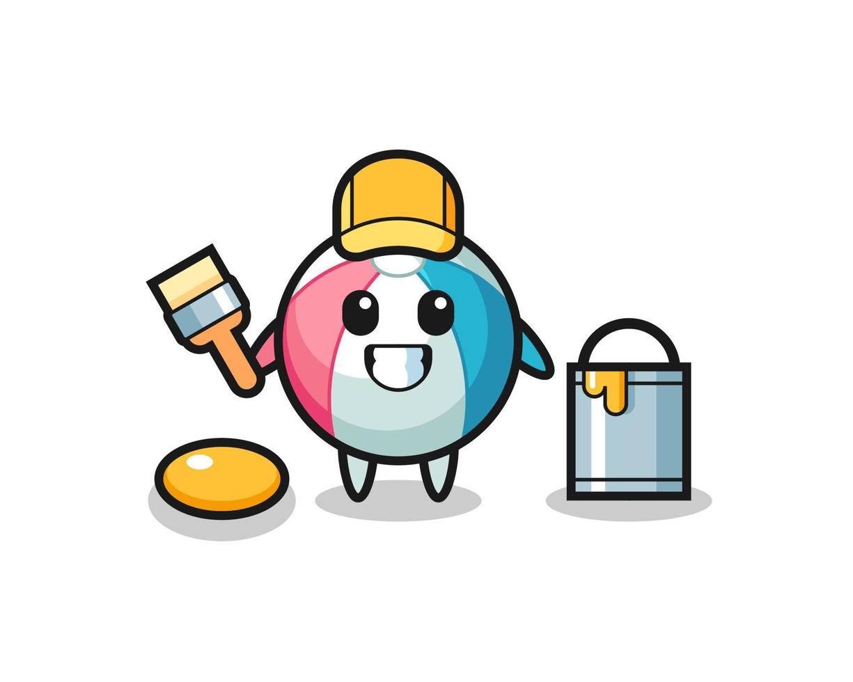 Character Illustration of beach ball as a painter vector