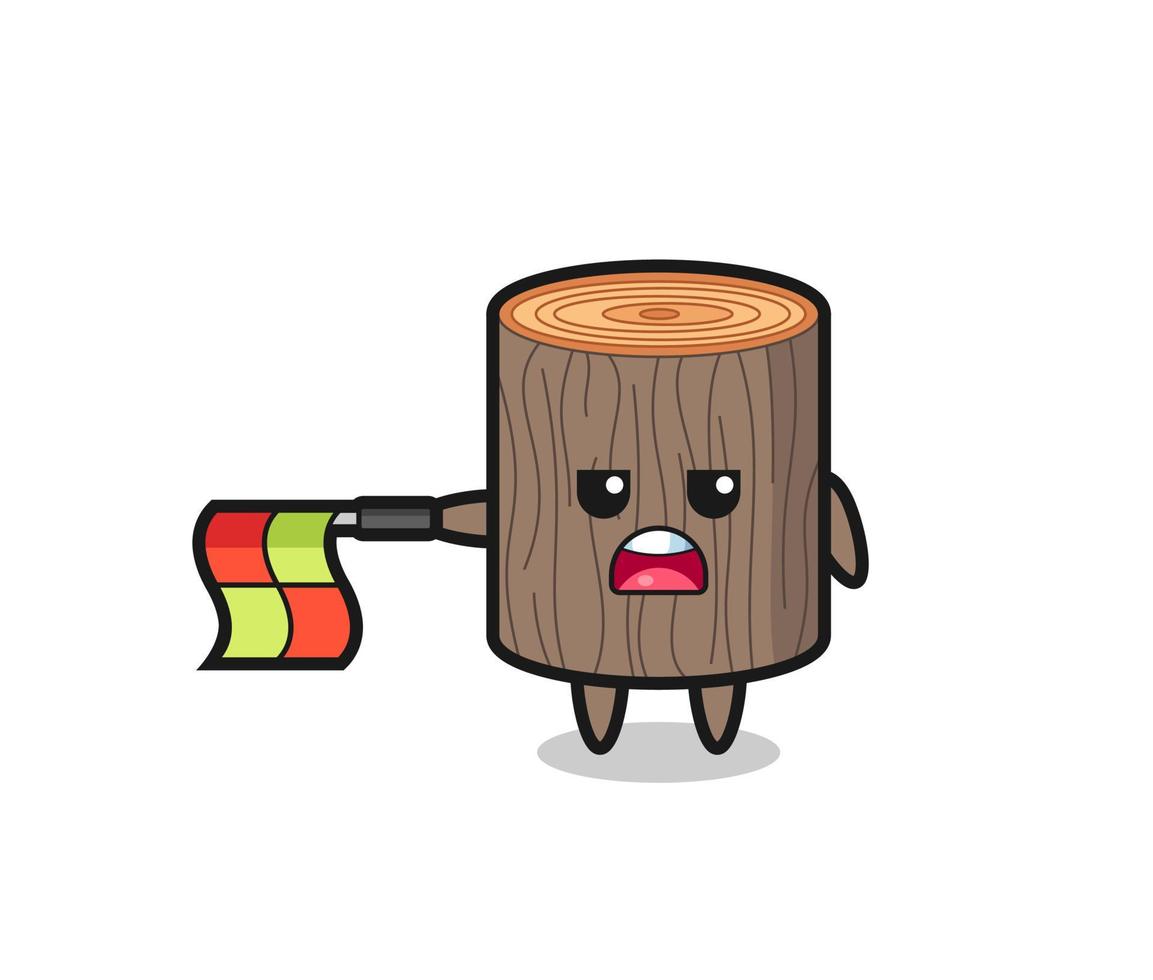 tree stump character as line judge hold the flag straight horizontally vector