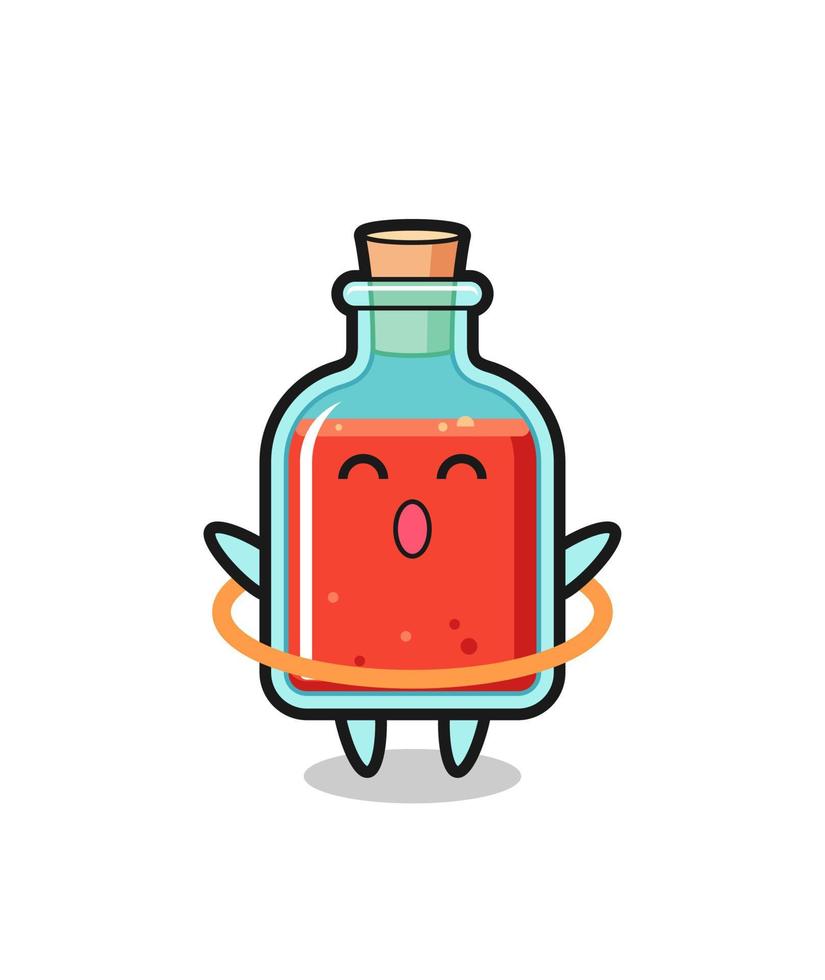 cute square poison bottle cartoon is playing hula hoop vector