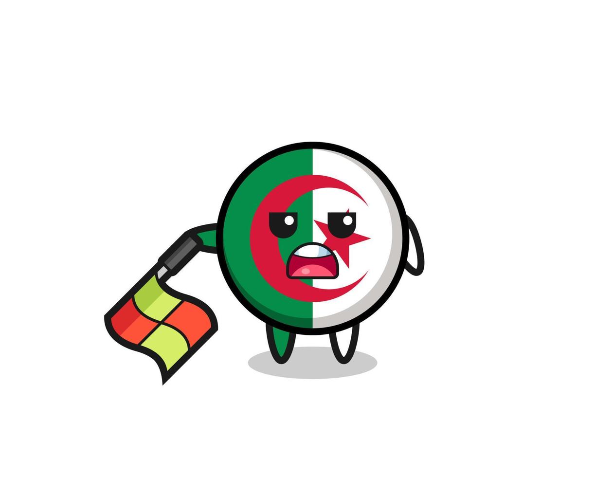 algeria flag character as line judge hold the flag down at a 45 degree angle vector