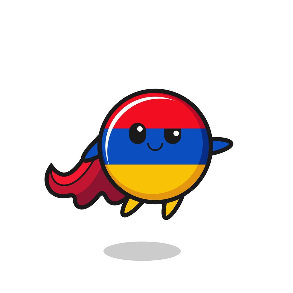 el lindo personaje de superhéroe de la bandera de armenia está volando vector