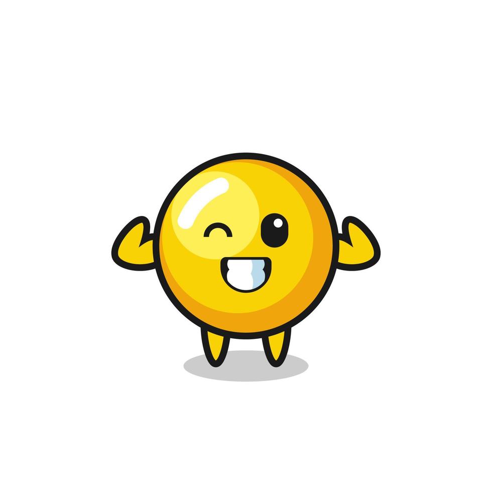 the muscular egg yolk character is posing showing his muscles vector