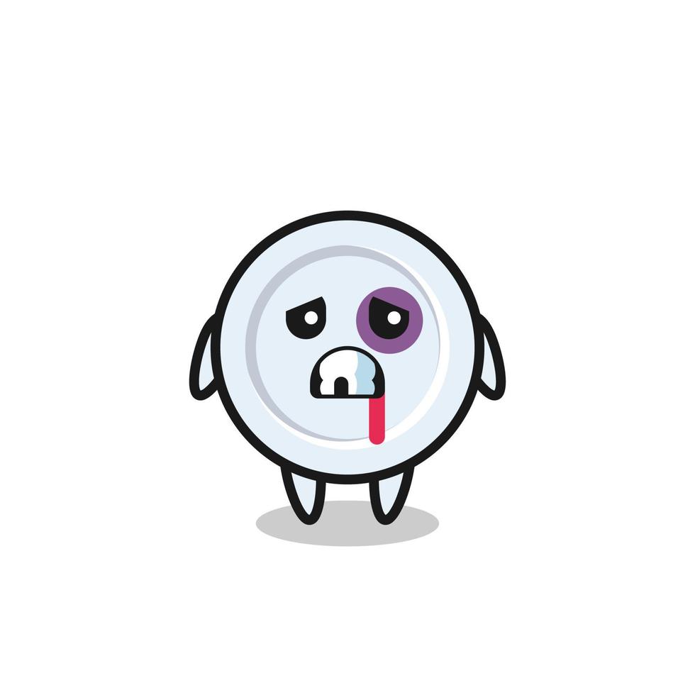 injured plate character with a bruised face vector