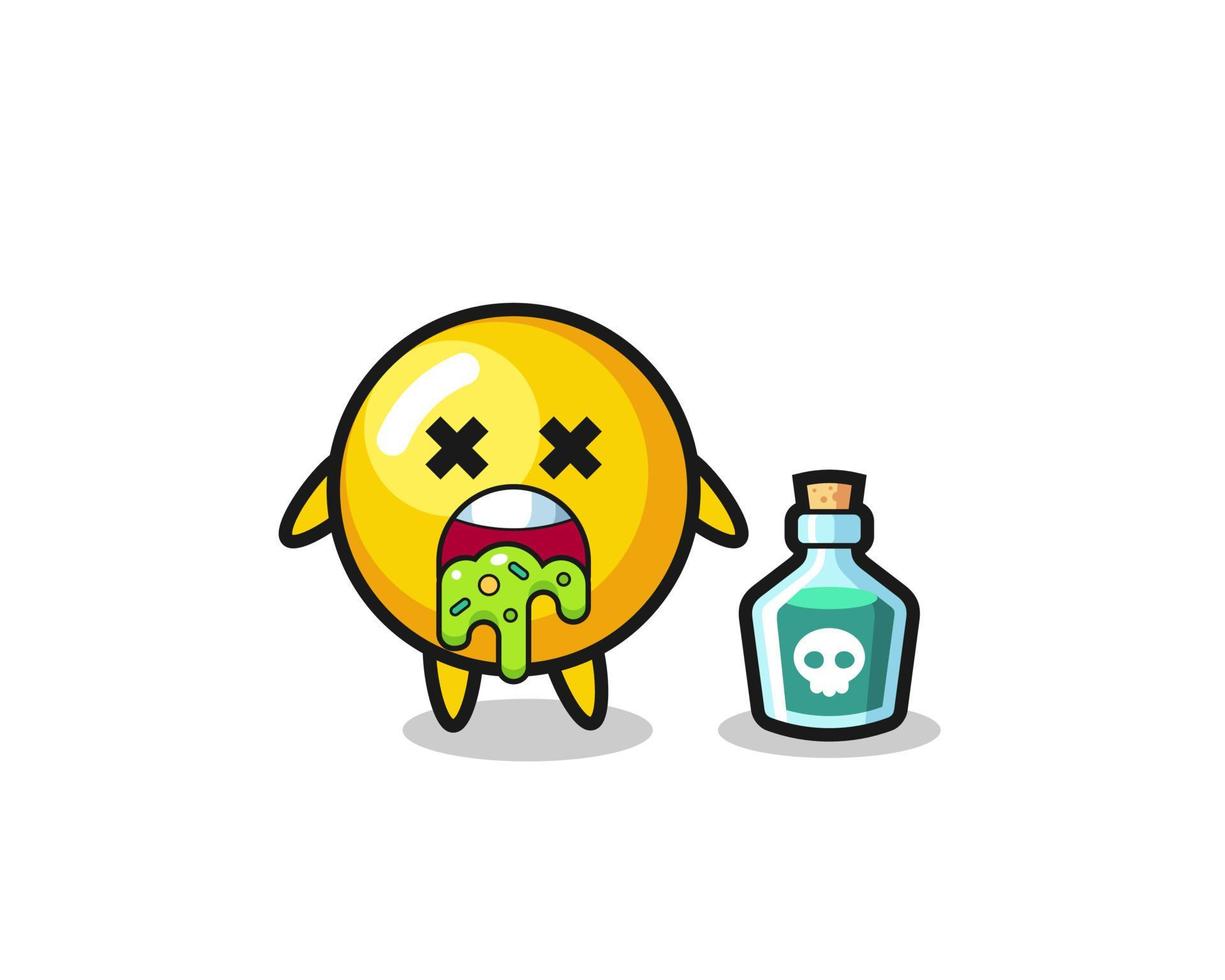 ilustración de un personaje de yema de huevo vomitando debido a envenenamiento vector