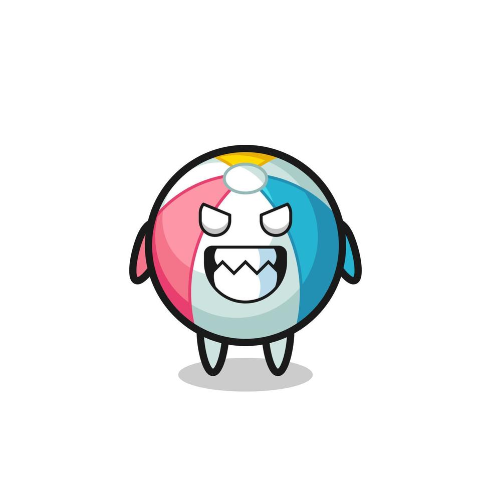 evil expression of the beach ball cute mascot character vector